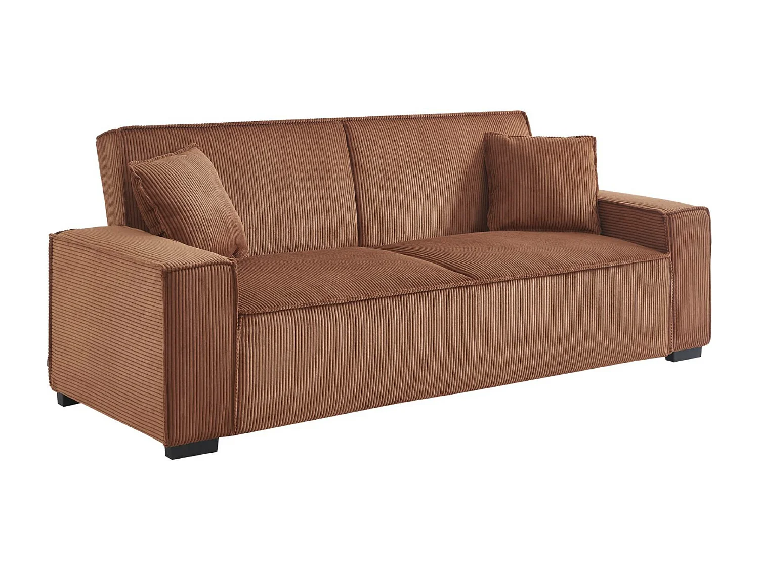 Canapé convertible 3 places camel velours côtelé L 231 x P 96.5 x H 80cm