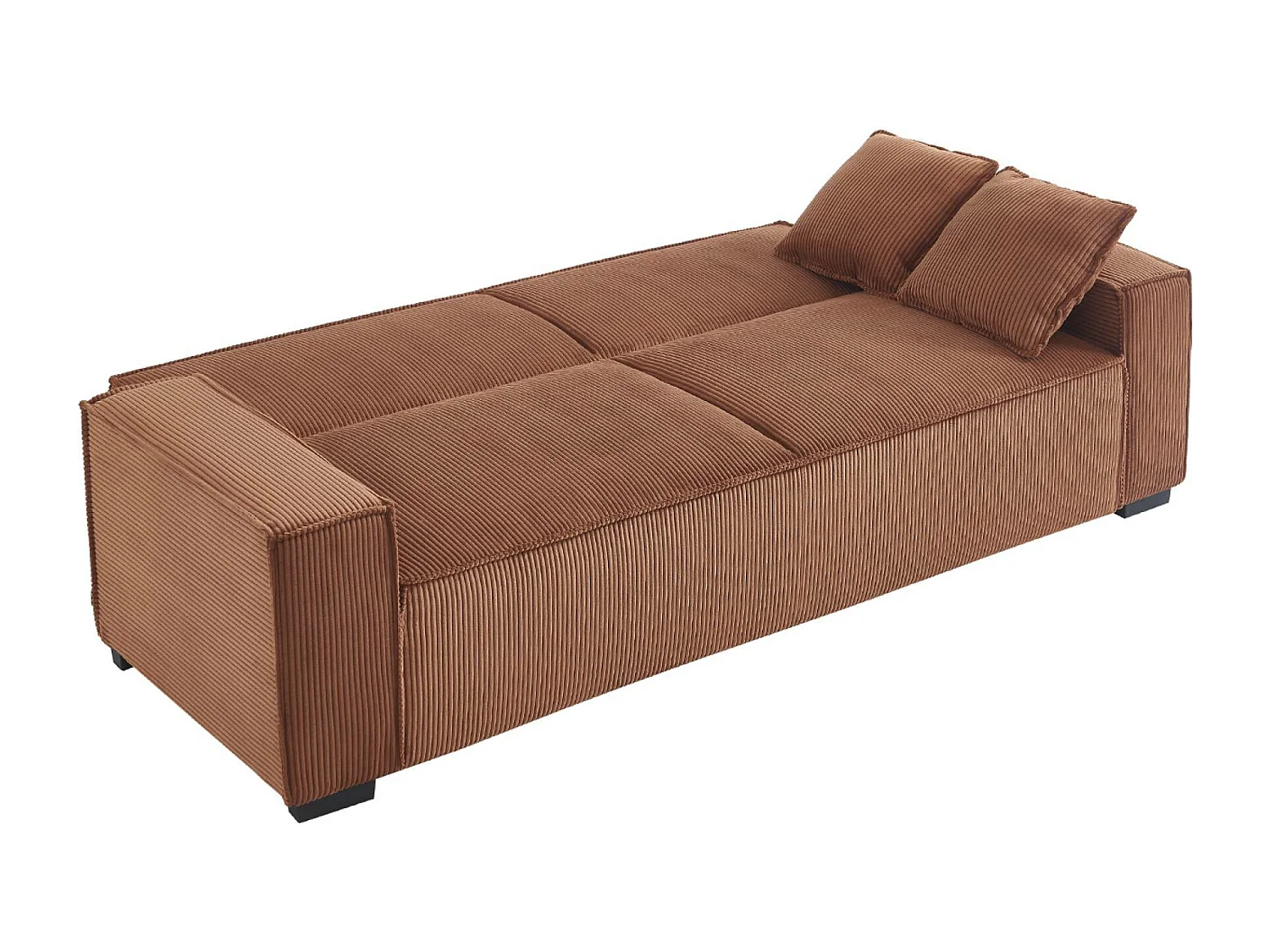 Canapé convertible 3 places camel velours côtelé L 231 x P 96.5 x H 80cm
