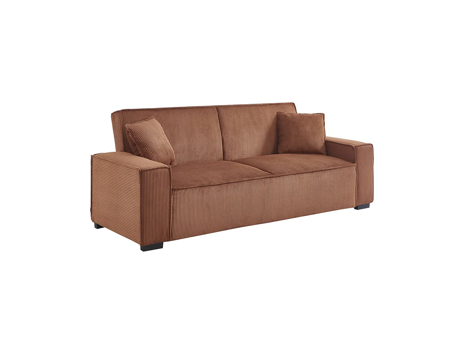 Canapé convertible 3 places en velours côtelé camel 231x96x80 cm