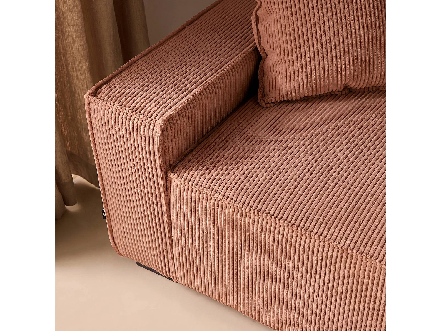 Canapé convertible 3 places en velours côtelé camel 231x96x80 cm