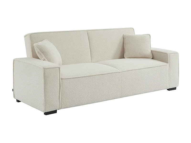 Divano letto in bouclé a 3 posti, crema