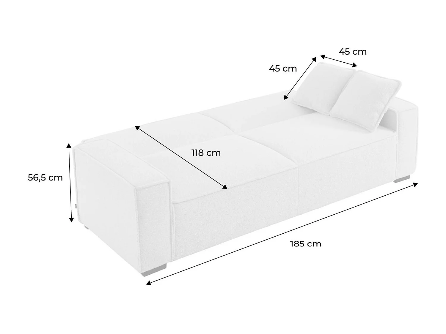 Sofá cama de 3 plazas en tejido borreguito crema