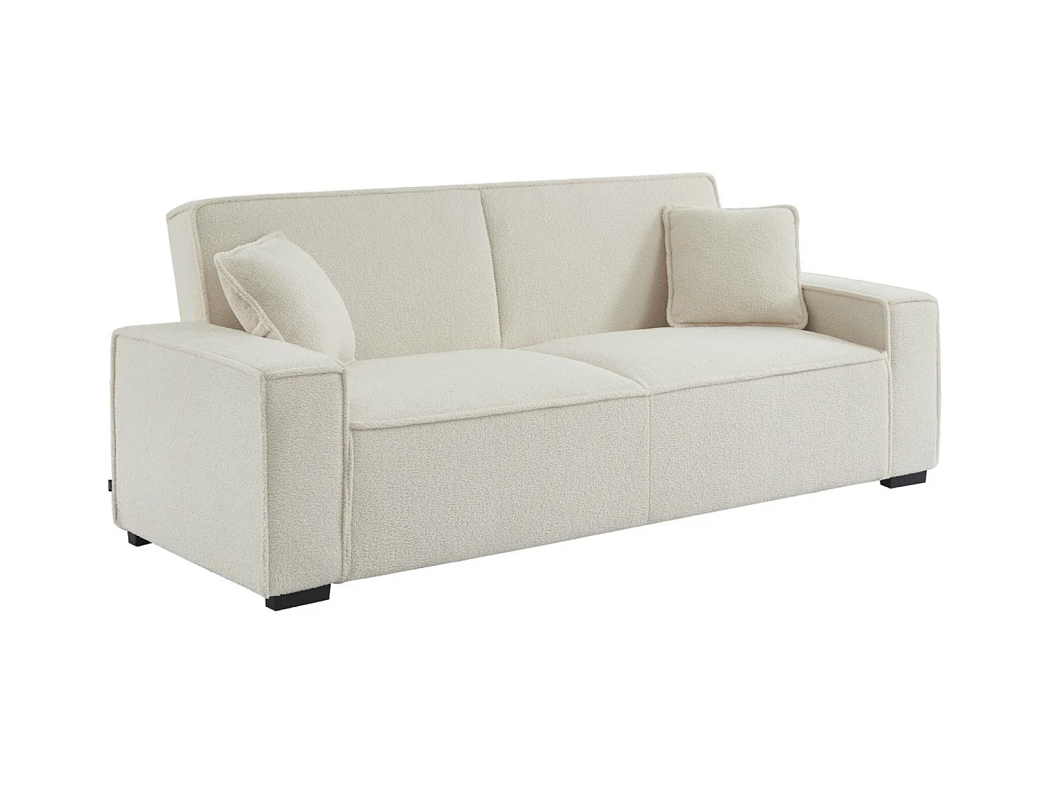 Canapé 3 places convertible en tissu bouclette crème
