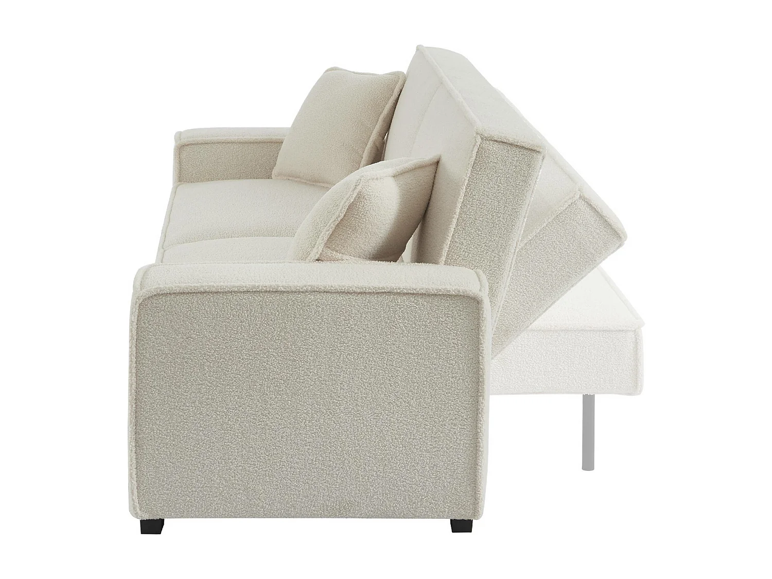 Sofá cama de 3 plazas en tejido borreguito crema