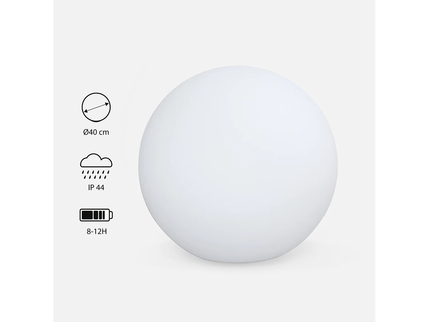 Boule LED 40cm – Sphère décorative lumineuse. Ø40cm. blanc chaud. commande à distance