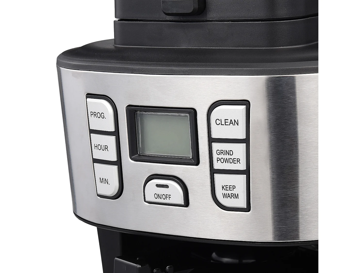 Cafetera de filtro barista con molinillo y jarra aislada | Cafetera aislada para 10 tazas grandes de café | Para café en grano y café molido, negro/gris