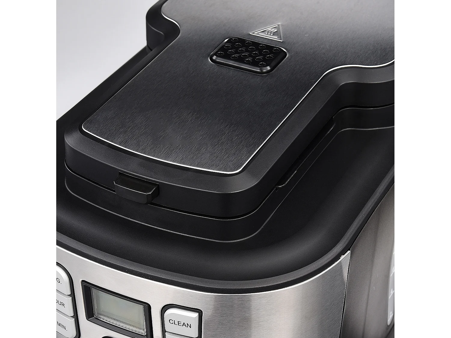 Cafetera de filtro barista con molinillo y jarra aislada | Cafetera aislada para 10 tazas grandes de café | Para café en grano y café molido, negro/gris