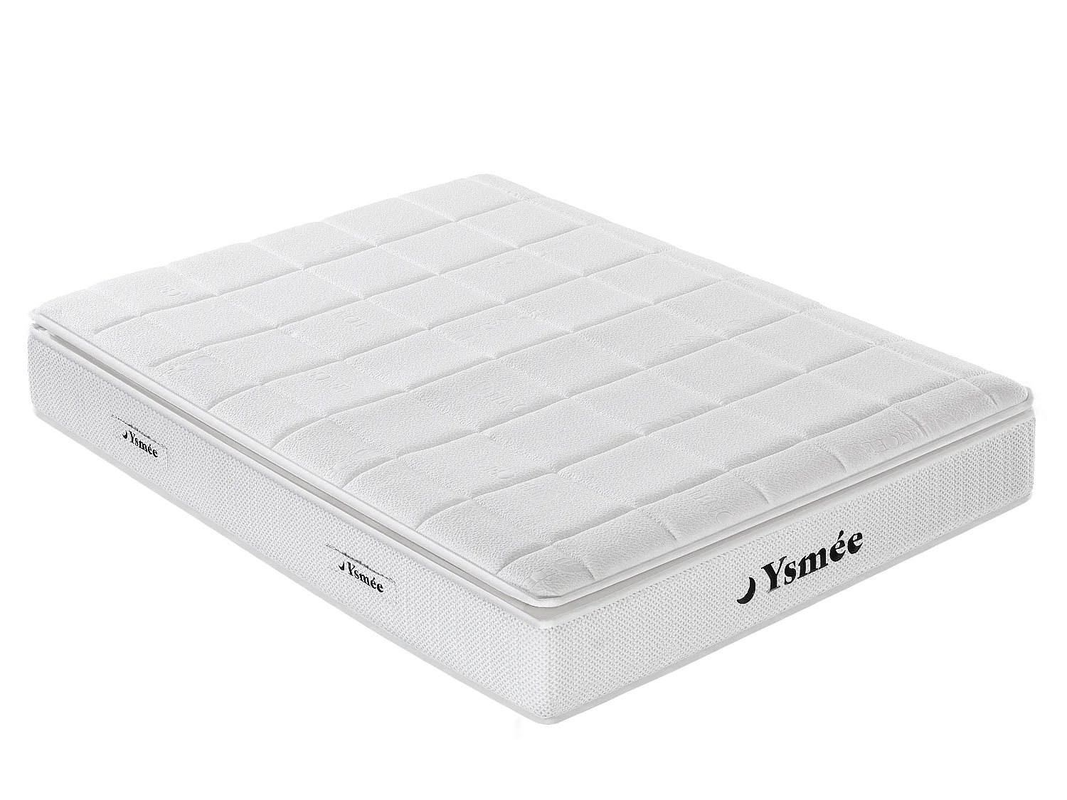 Ensemble 160 x 200 cm sommier coffre naturel clair + matelas hybride ressorts ensachés accueil nano ressorts + mémoire de forme ép.32cm - IPOH de YSMÉE