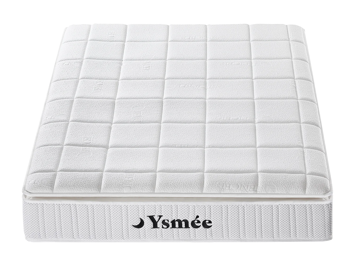 Set 160 x 200 cm bedbodem met opbergruimte wit + matras met pocketveren toplaag nanoveren + traagschuim dikte 32 cm - IPOH van YSMÉE