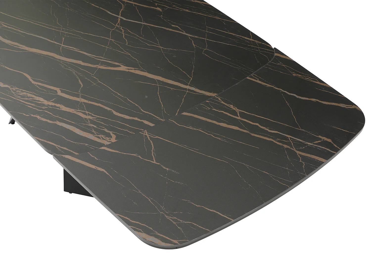 Esstisch ausziehbar - 6 bis 10 Personen - Sicherheitsglas, Keramik & Metall - Marmor-Optik Schwarz - KAJARI von Maison Céphy