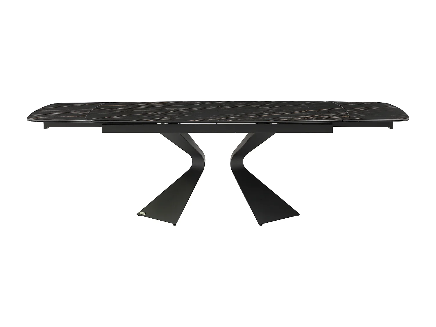 Mesa de jantar extensível 6 a 10 lugares em vidro temperado, cerâmica e metal efeito mármore preto - KAJARI de Maison Céphy