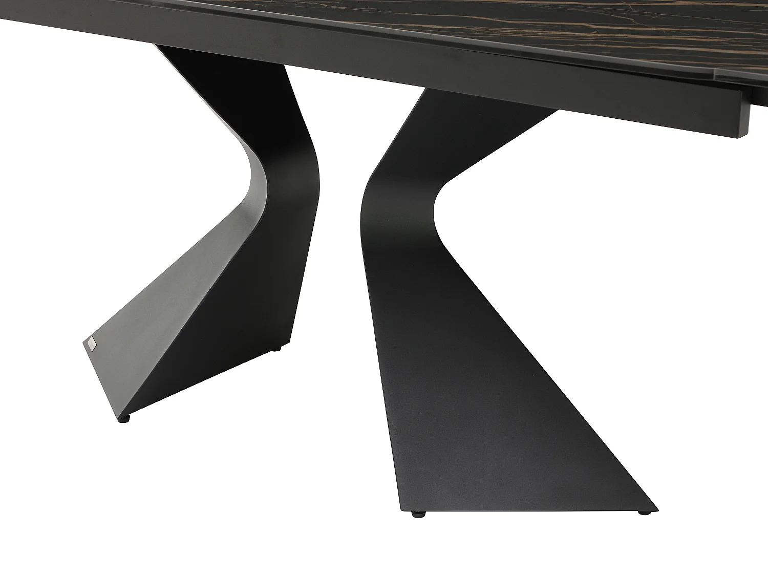 Table à manger extensible 6 à 10 personnes en verre trempé, céramique et métal - Effet marbre noir - KAJARI de Maison Céphy