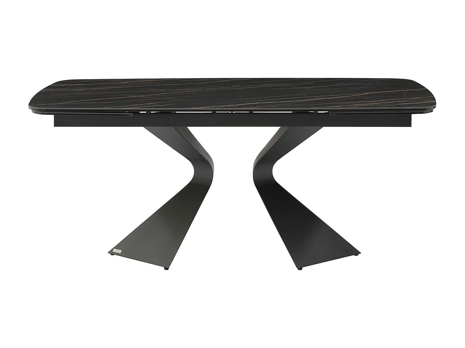 Table à manger extensible 6 à 10 personnes en verre trempé, céramique et métal - Effet marbre noir - KAJARI de Maison Céphy