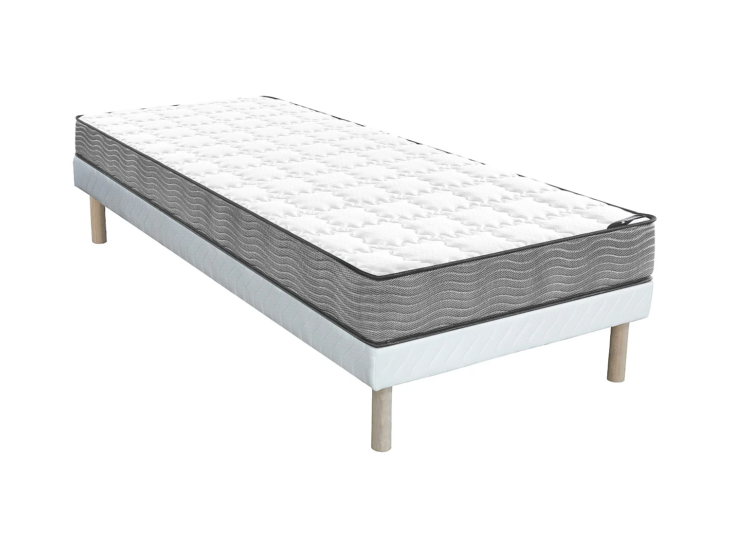 Set aus Bettgestell + Taschenfederkernmatratze - 90 x 190 cm - Stärke 19 cm - KIJAL von YSMÉE