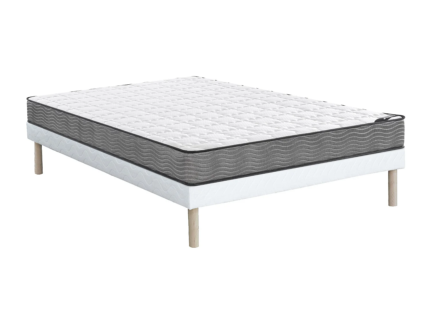 Sett 140 x 190 cm sengeramme + madrass innkapslet 19 cm tykk fjær - KIJAL II av YSMÉE