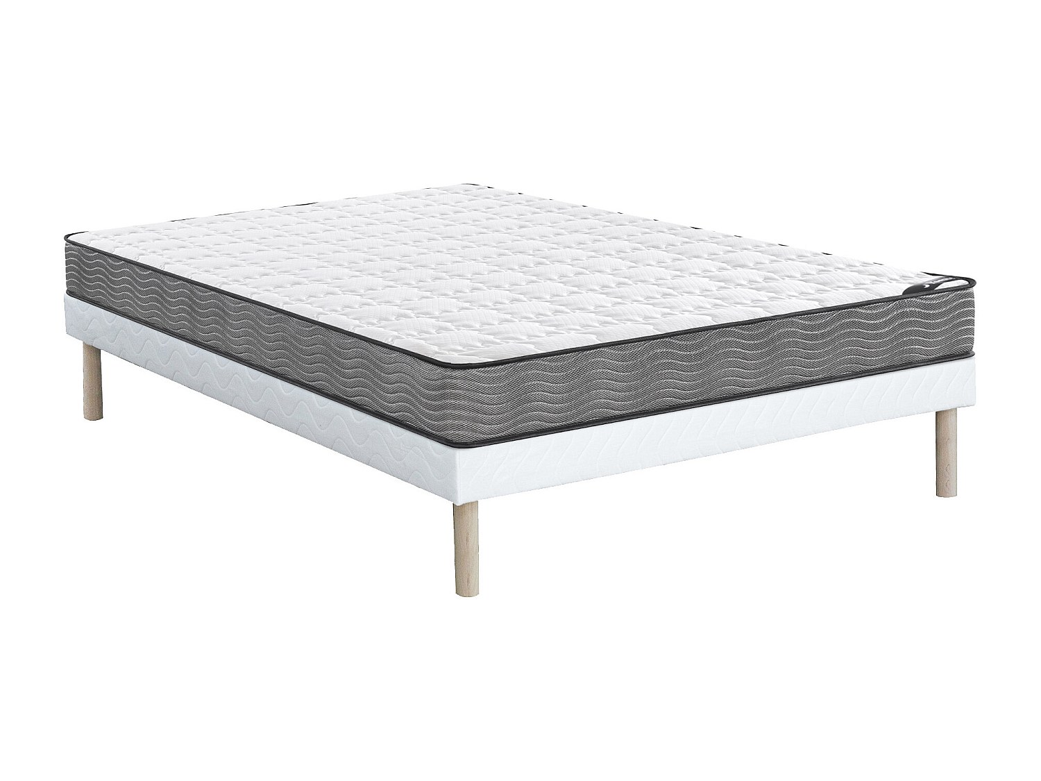 Set aus Bettgestell + Taschenfederkernmatratze - 140 x 190 cm - Stärke 19 c günstig online kaufen