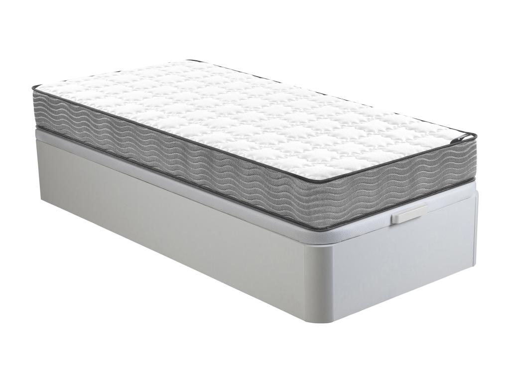 Ensemble 90 x 190 cm sommier coffre blanc + matelas ressorts ensachés ép.19cm - KIJAL II de YSMÉE