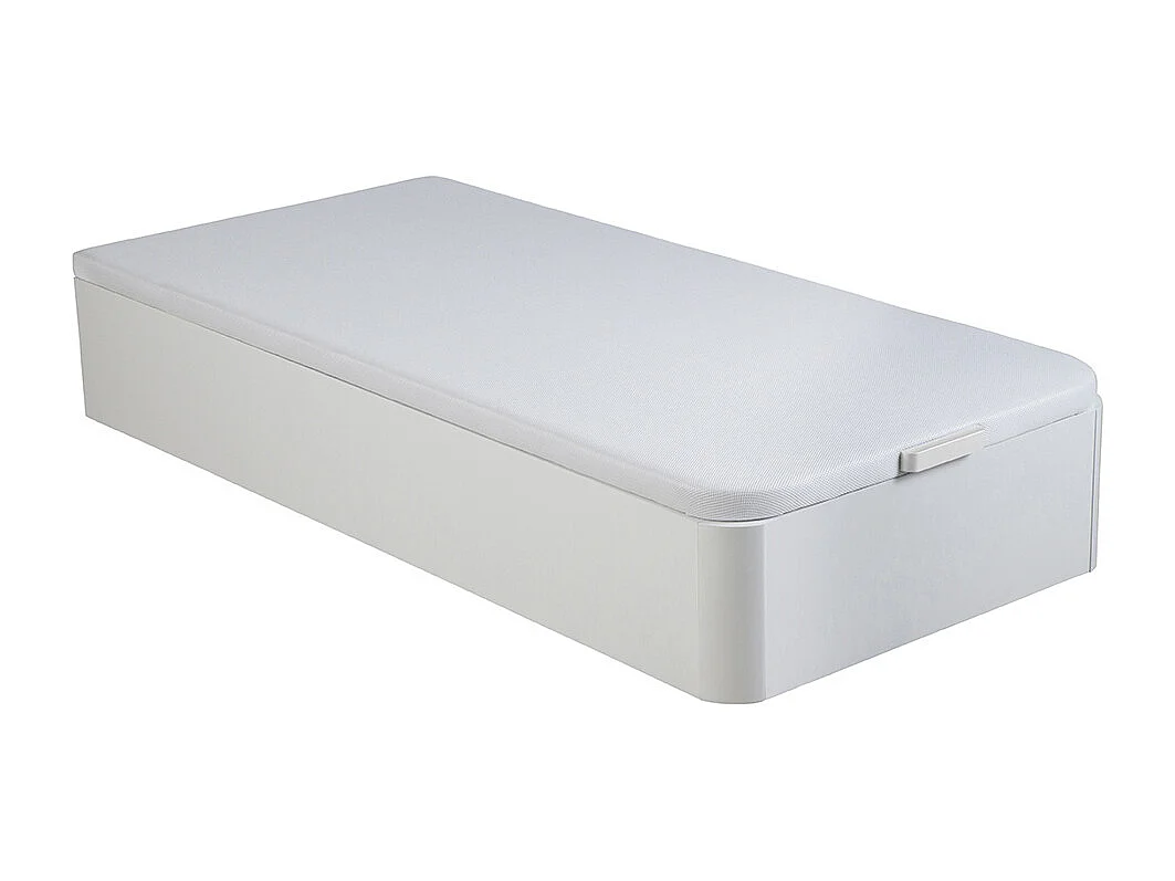 Sæt 90 x 190 cm sengeramme med opbevaring opbevaringsrum hvid + madras med fjedre 19 cm tykkelse - KIJAL II fra YSMÉE