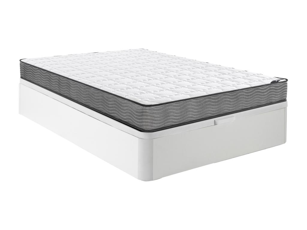 Ensemble 140 x 190 cm sommier coffre blanc + matelas ressorts ensachés ép.19cm - KIJAL II de YSMÉE