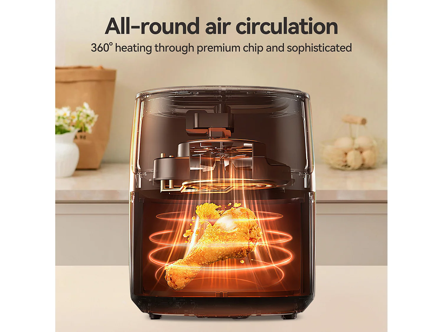 Friteuse Air Fryer XXL - Airfryer - Friteuse air Chaud - 8.8 litres - température : 360 ℃ - 8 fonctions de cuisson Airfryer Commande One-Touch