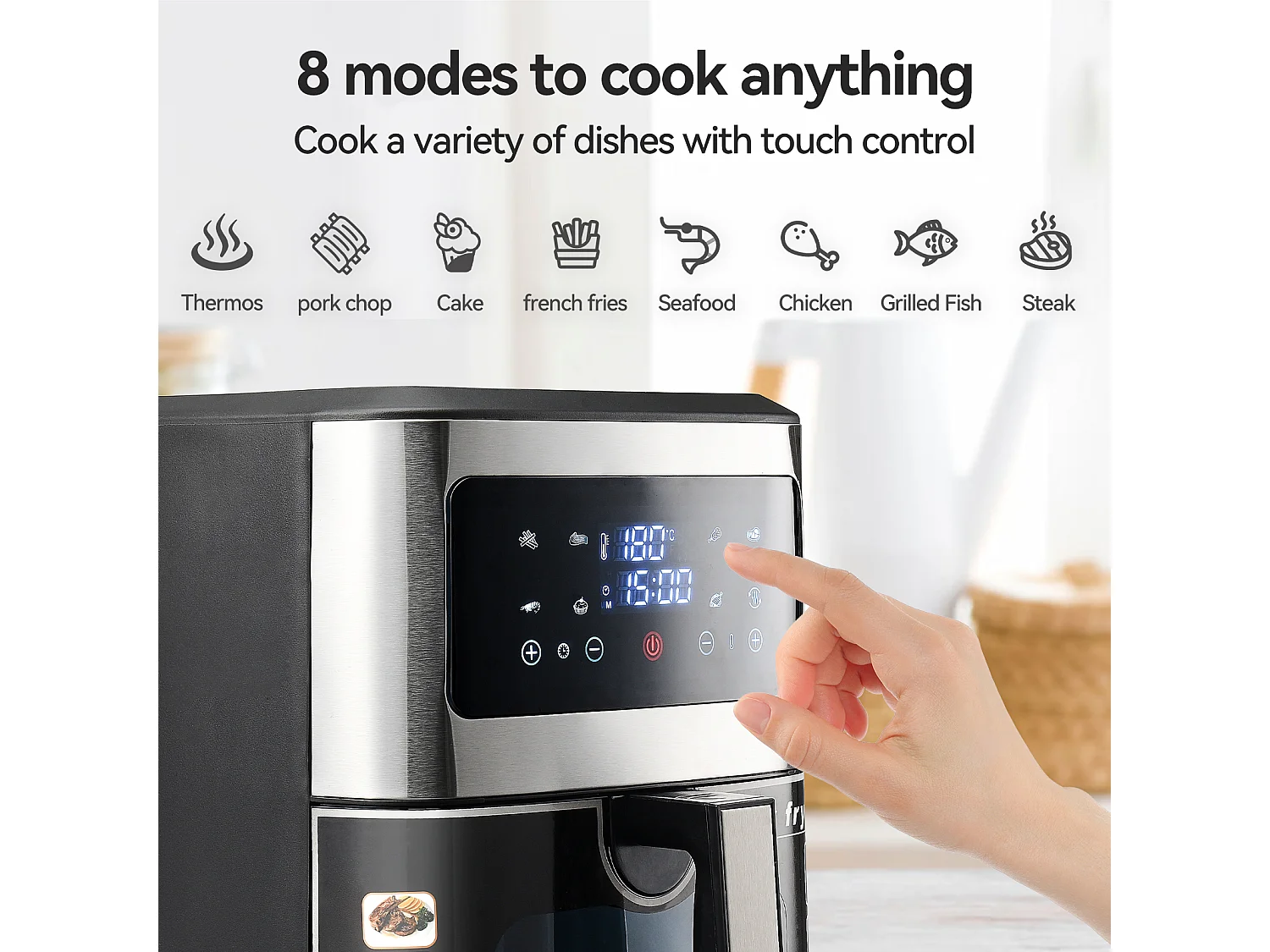 Friteuse Air Fryer XXL - Airfryer - Friteuse air Chaud - 8.8 litres - température : 360 ℃ - 8 fonctions de cuisson Airfryer Commande One-Touch