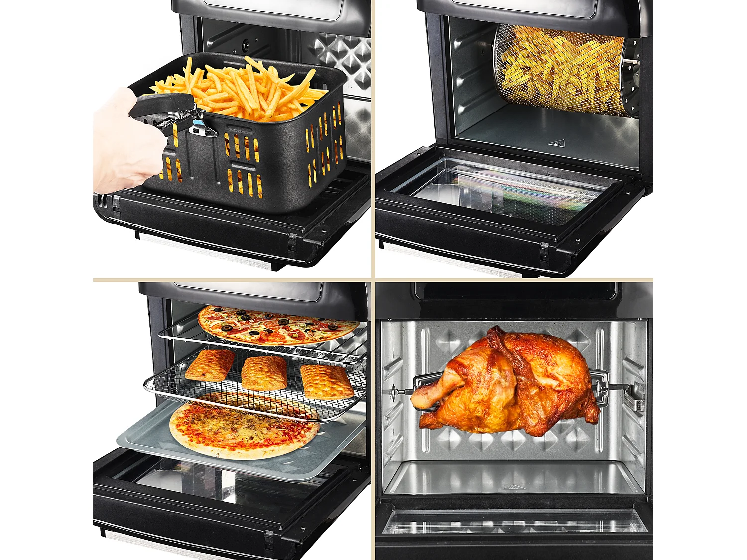 Heteluchtfriteuse, 12 liter, frituurpan, LED-touchscreen, 10 programma's, dehydrator, 1500W heteluchtfriteuse Airfryer, mini-oven