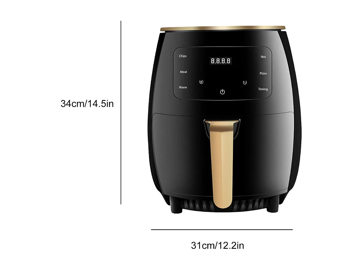 Balter XL-Touch Heißluftfritteuse, Fritteuse, LCD-Display, 8 Programme, Rezeptheft, 4,5 l – XL, 1400 W, schwarz