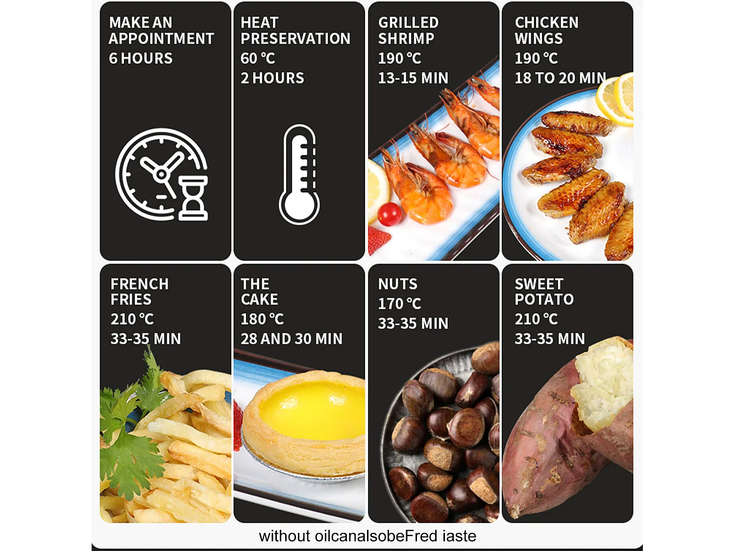 Balter XL-Touch Heißluftfritteuse, Fritteuse, LCD-Display, 8 Programme, Rezeptheft, 4,5 l – XL, 1400 W, schwarz