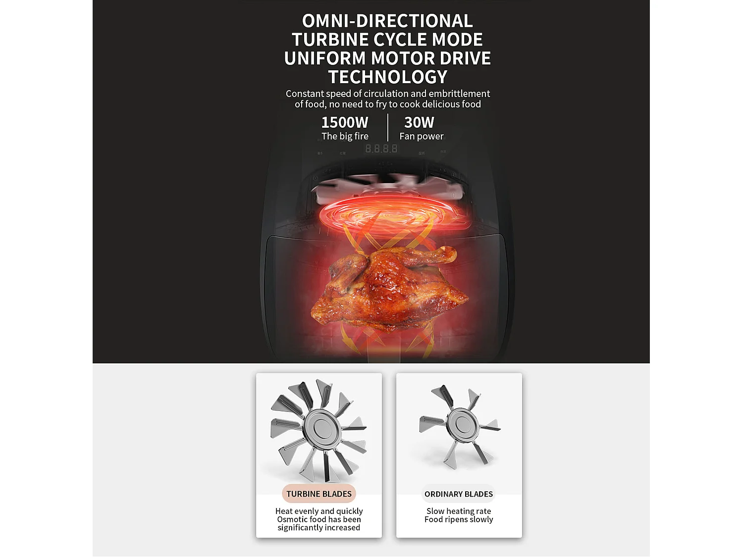 Fritadeira de ar quente Balter XL-Touch, fritadeira, visor LCD, 8 programas, folheto de receitas, 4,5 l – XL, 1400 W, preto