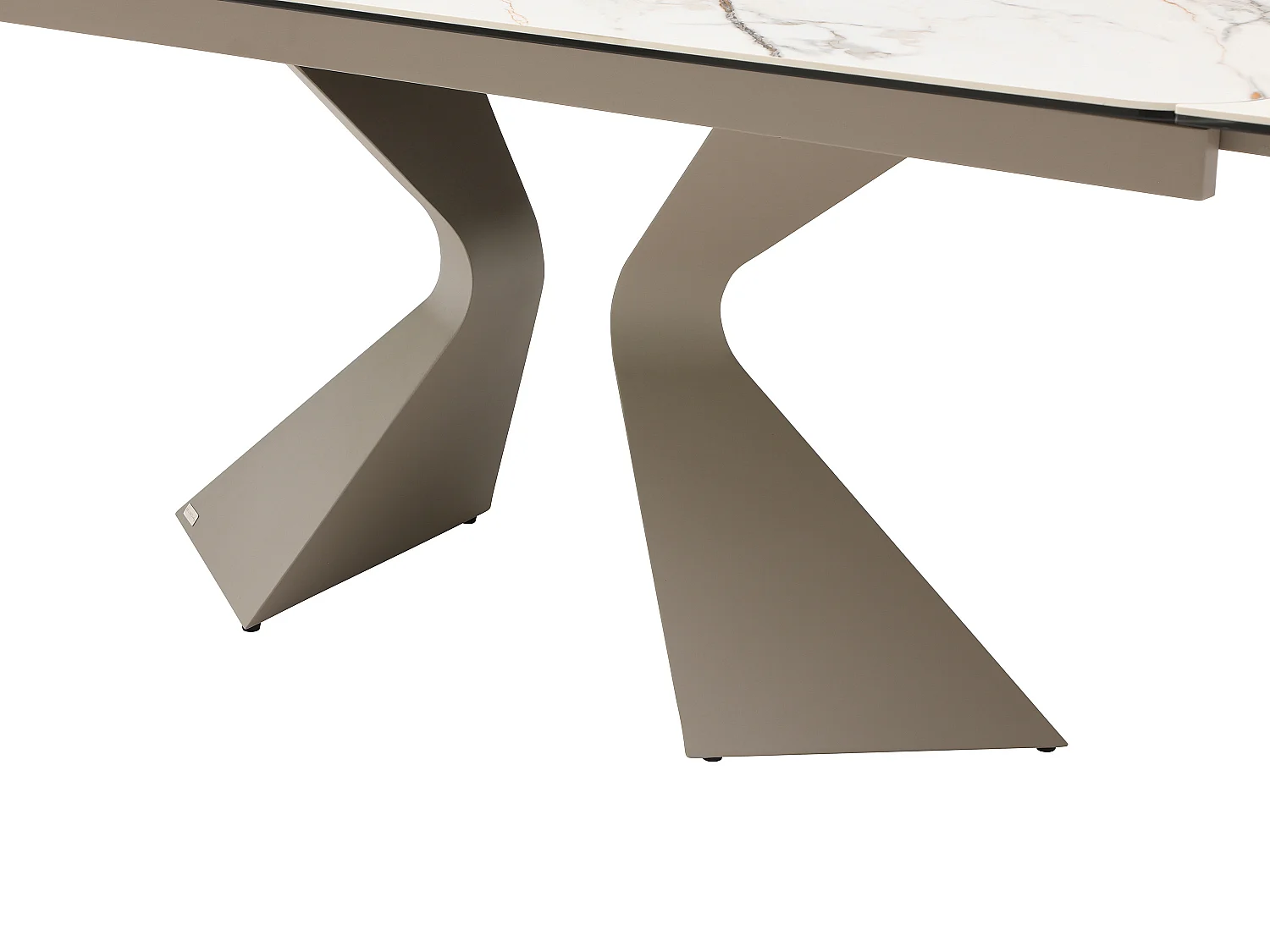 Table à manger extensible 6 à 10 personnes céramique, verre trempé et métal taupe - Effet marbre blanc - KAJARI de Maison Céphy