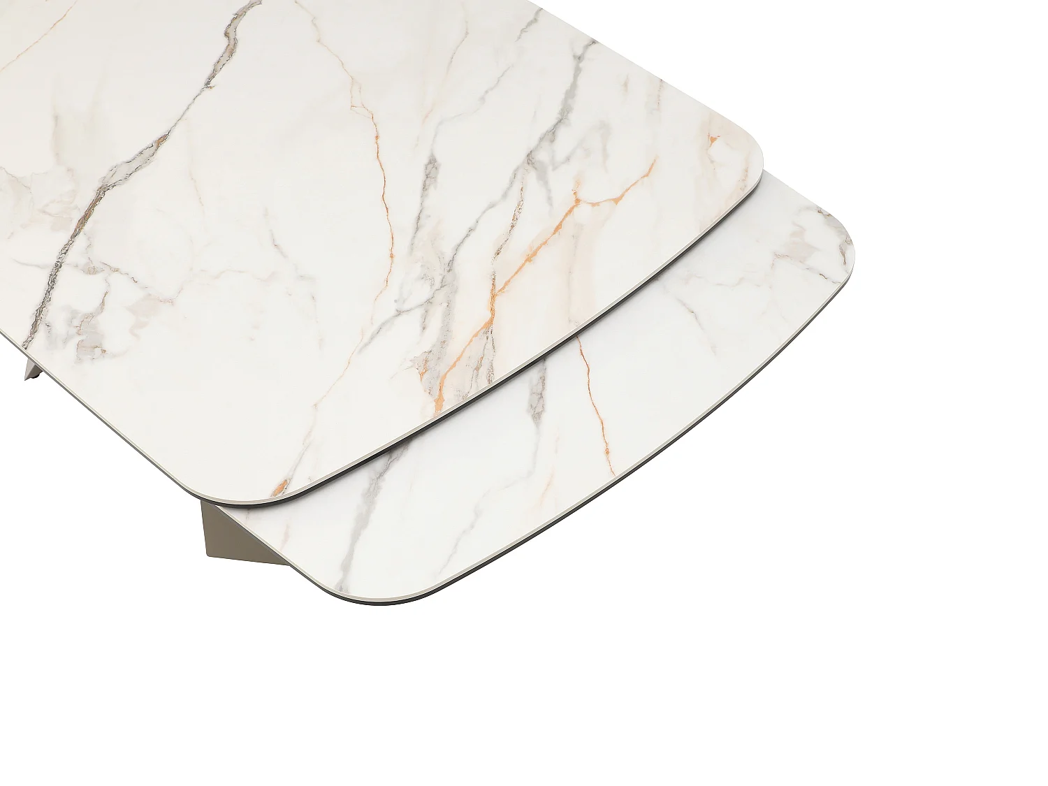 Table à manger extensible 6 à 10 personnes céramique, verre trempé et métal taupe - Effet marbre blanc - KAJARI de Maison Céphy