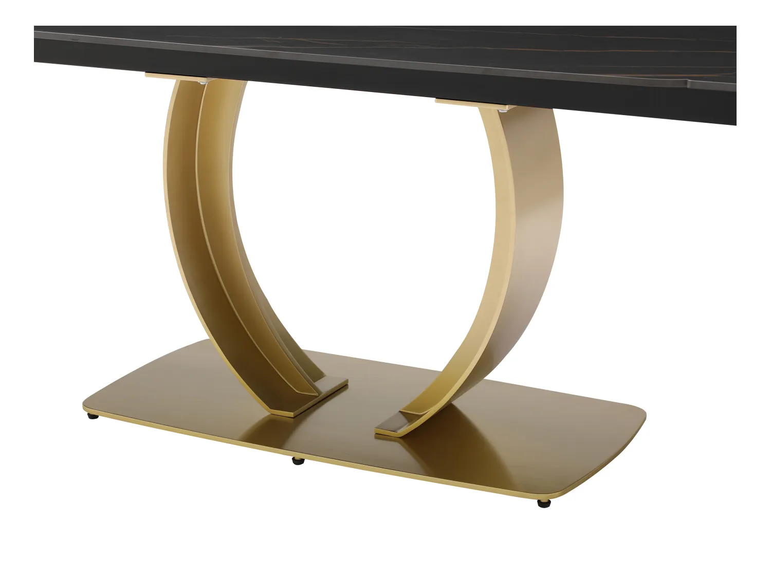 Mesa extensible de comedor para 6 a 10 personas en cerámica y metal dorado - Efecto mármol negro - OLIFIA de Maison Céphy
