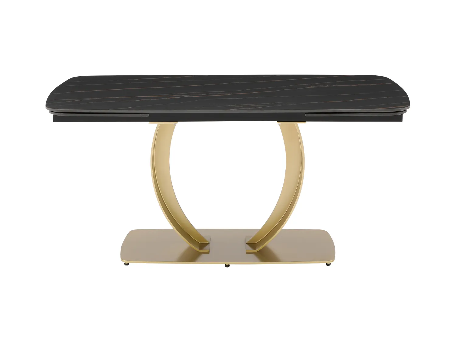 Mesa extensible de comedor para 6 a 10 personas en cerámica y metal dorado - Efecto mármol negro - OLIFIA de Maison Céphy