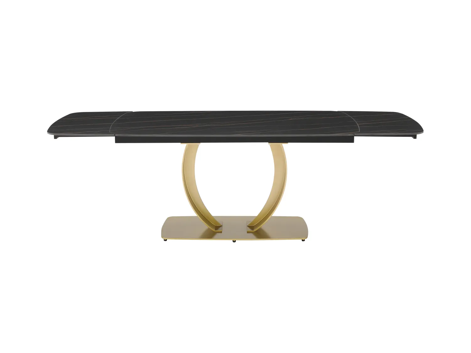 Mesa extensible de comedor para 6 a 10 personas en cerámica y metal dorado - Efecto mármol negro - OLIFIA de Maison Céphy