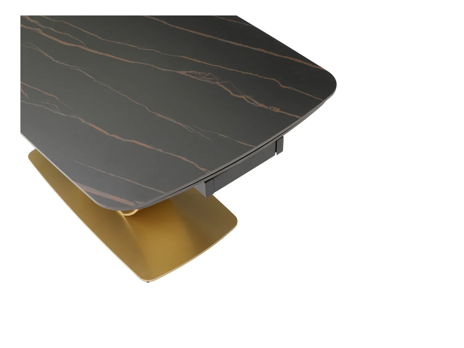 Mesa extensible de comedor para 6 a 10 personas en cerámica y metal dorado - Efecto mármol negro - OLIFIA de Maison Céphy