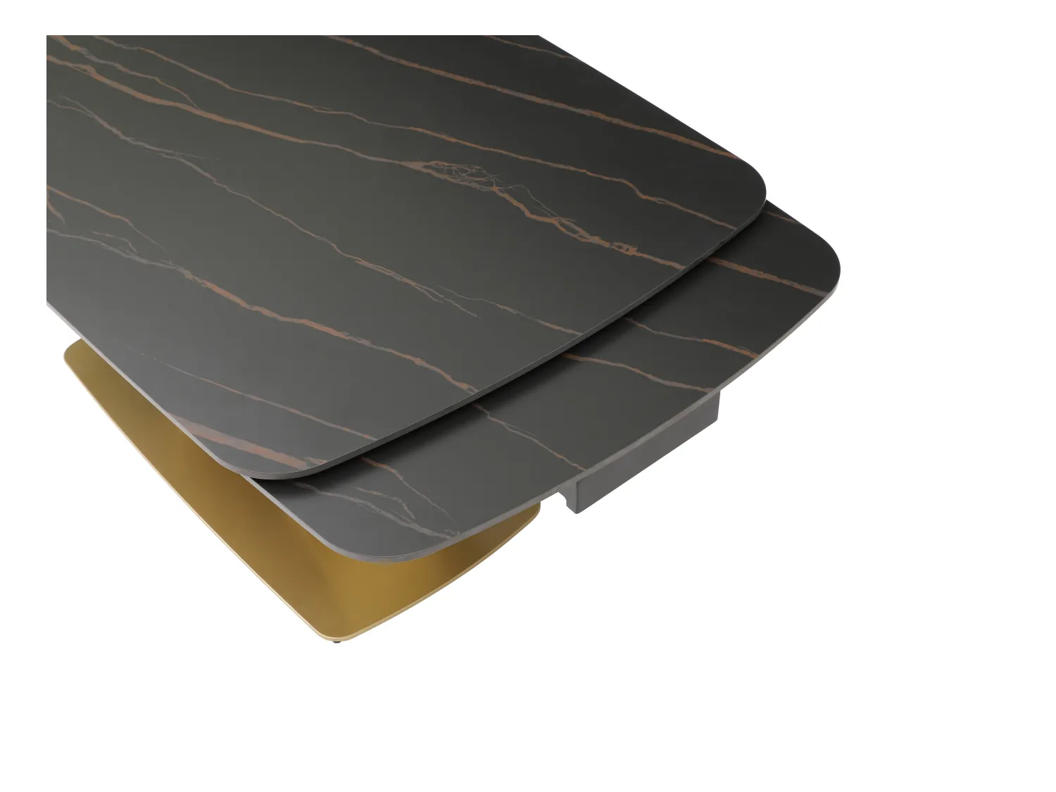 Mesa extensible de comedor para 6 a 10 personas en cerámica y metal dorado - Efecto mármol negro - OLIFIA de Maison Céphy
