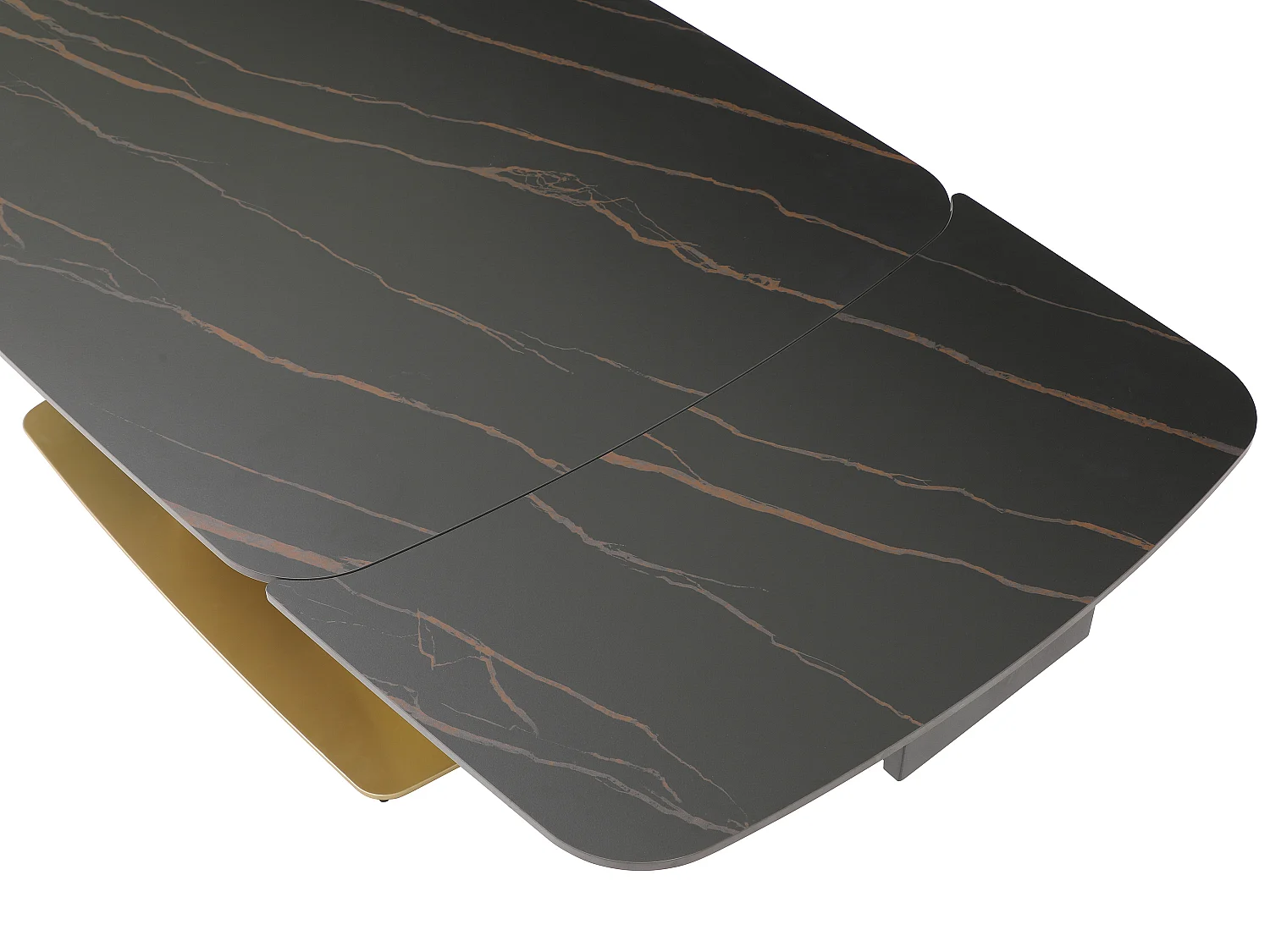Table à manger extensible 6 à 10 personnes en céramique et métal doré - Effet marbre noir - OLIFIA de Maison Céphy