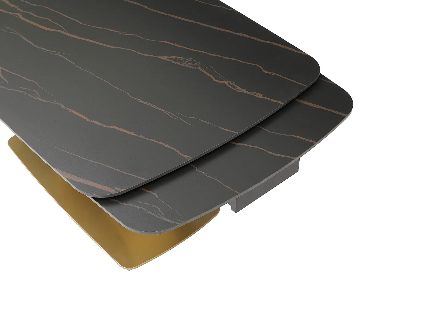 Table à manger extensible 6 à 10 personnes en céramique et métal doré - Effet marbre noir - OLIFIA de Maison Céphy