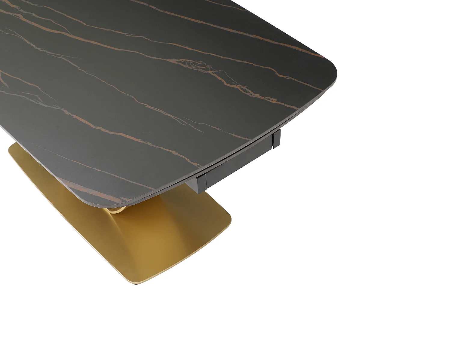 Table à manger extensible 6 à 10 personnes en céramique et métal doré - Effet marbre noir - OLIFIA de Maison Céphy