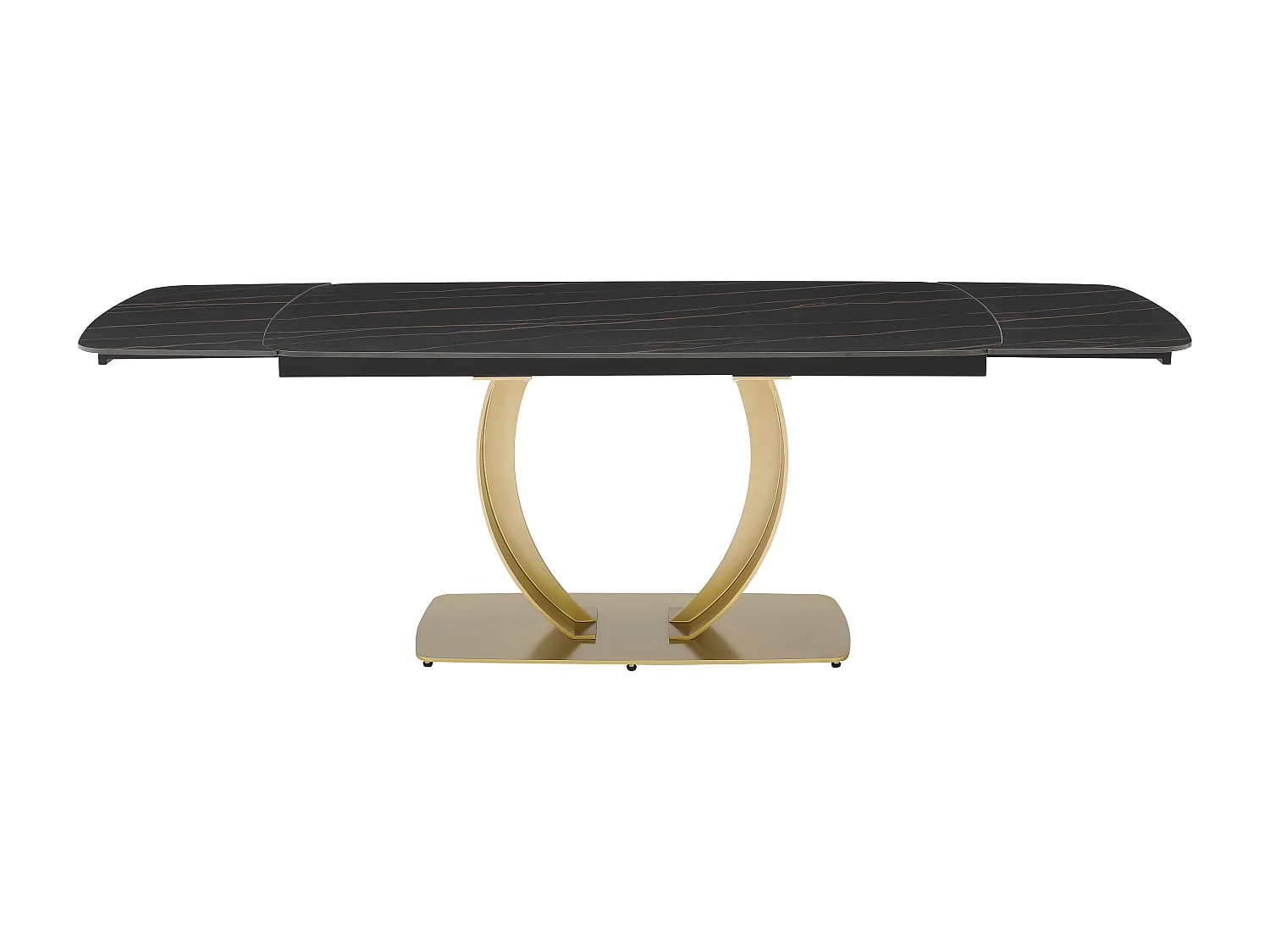 Table à manger extensible 6 à 10 personnes en céramique et métal doré - Effet marbre noir - OLIFIA de Maison Céphy