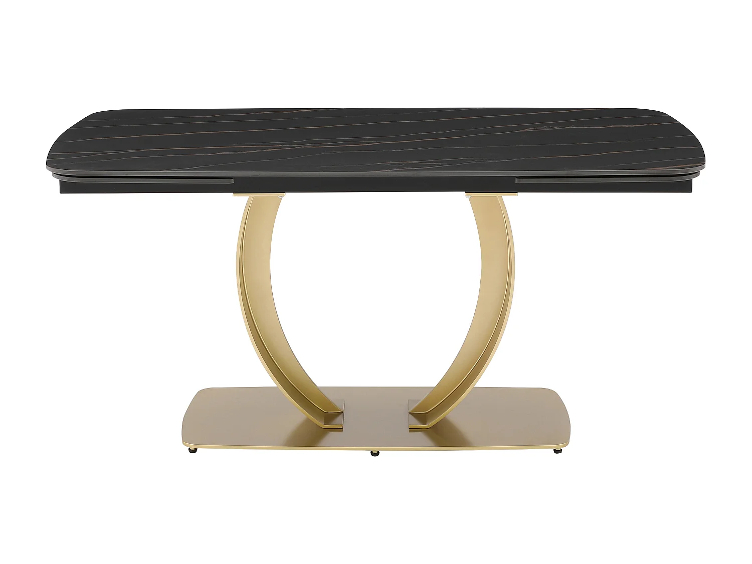 Table à manger extensible 6 à 10 personnes en céramique et métal doré - Effet marbre noir - OLIFIA de Maison Céphy