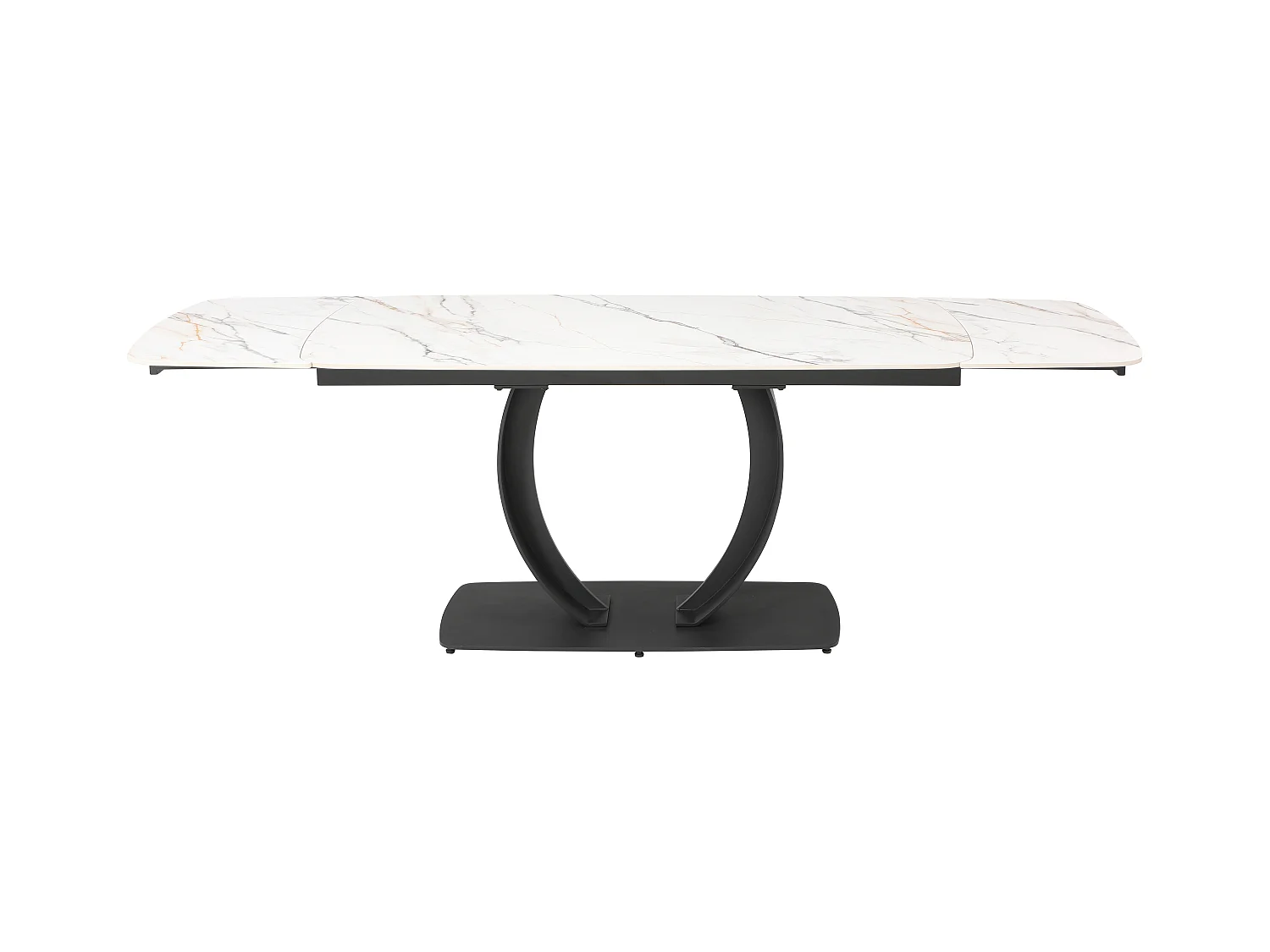 Table à manger extensible 6 à 10 personnes en céramique et métal noir - Effet marbre blanc - OLIFIA de Maison Céphy