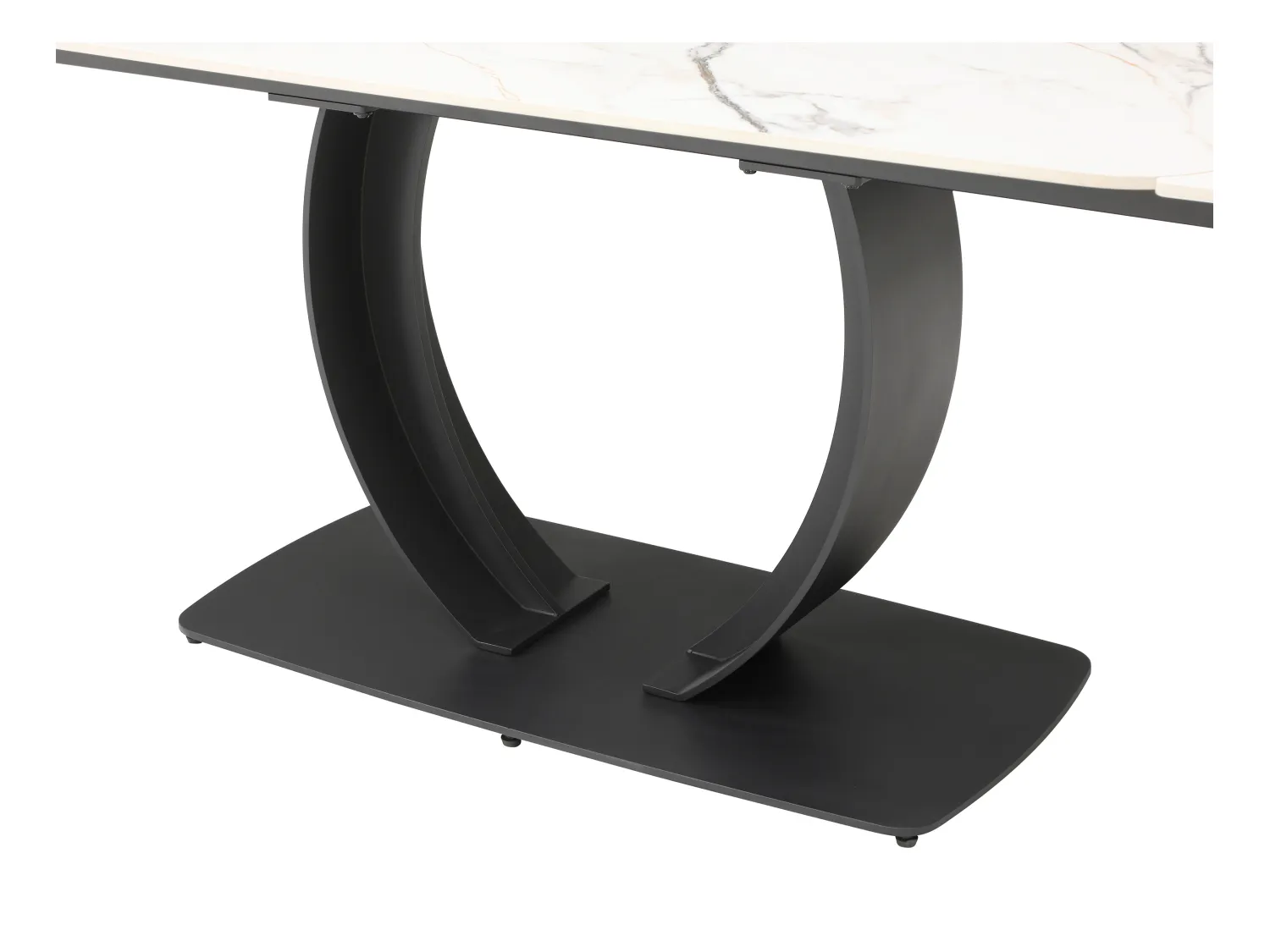 Mesa extensible de comedor para 6 a 10 personas en cerámica y metal negro - Efecto mármol blanco - OLIFIA de Maison Céphy