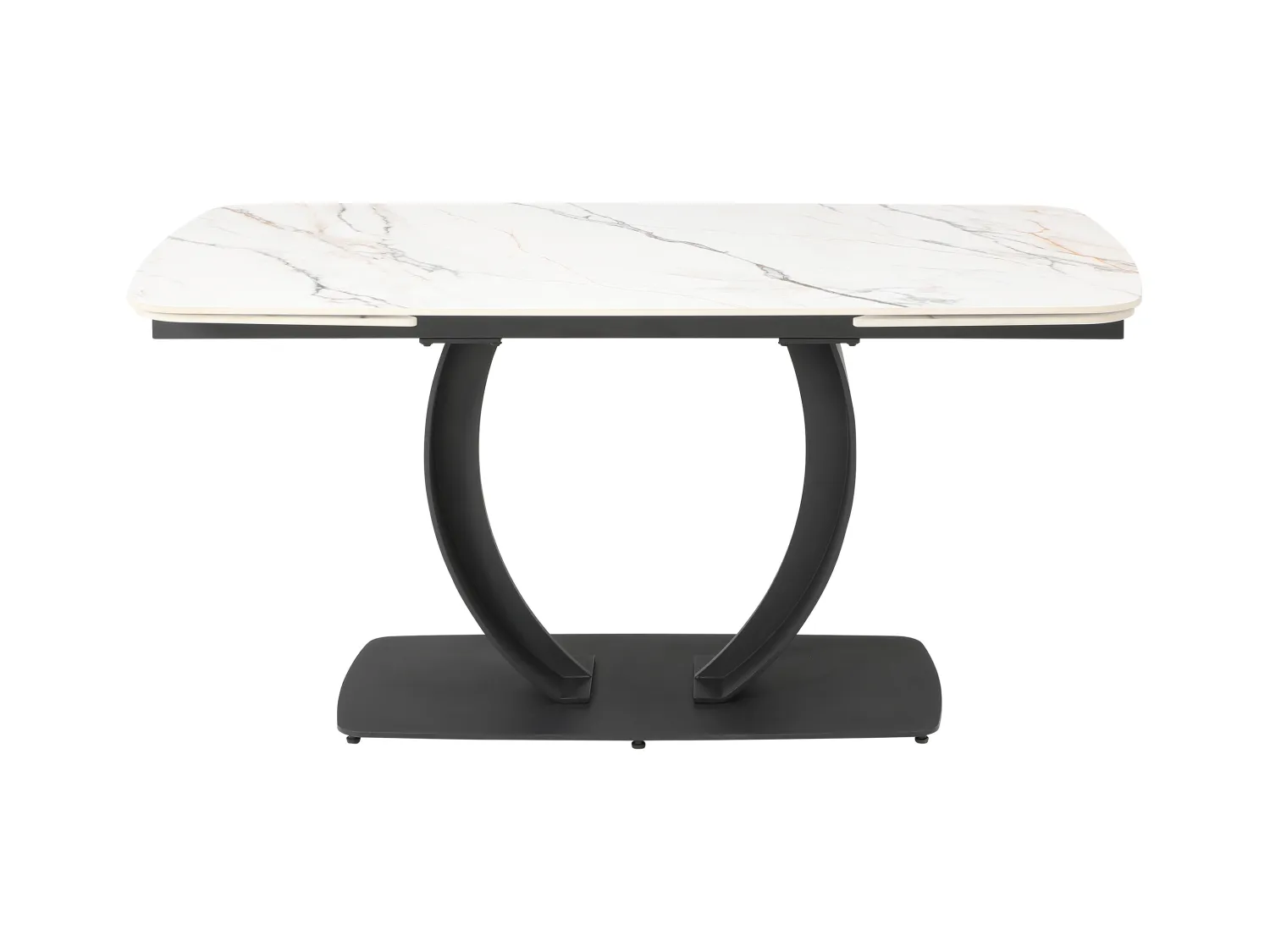 Mesa extensible de comedor para 6 a 10 personas en cerámica y metal negro - Efecto mármol blanco - OLIFIA de Maison Céphy