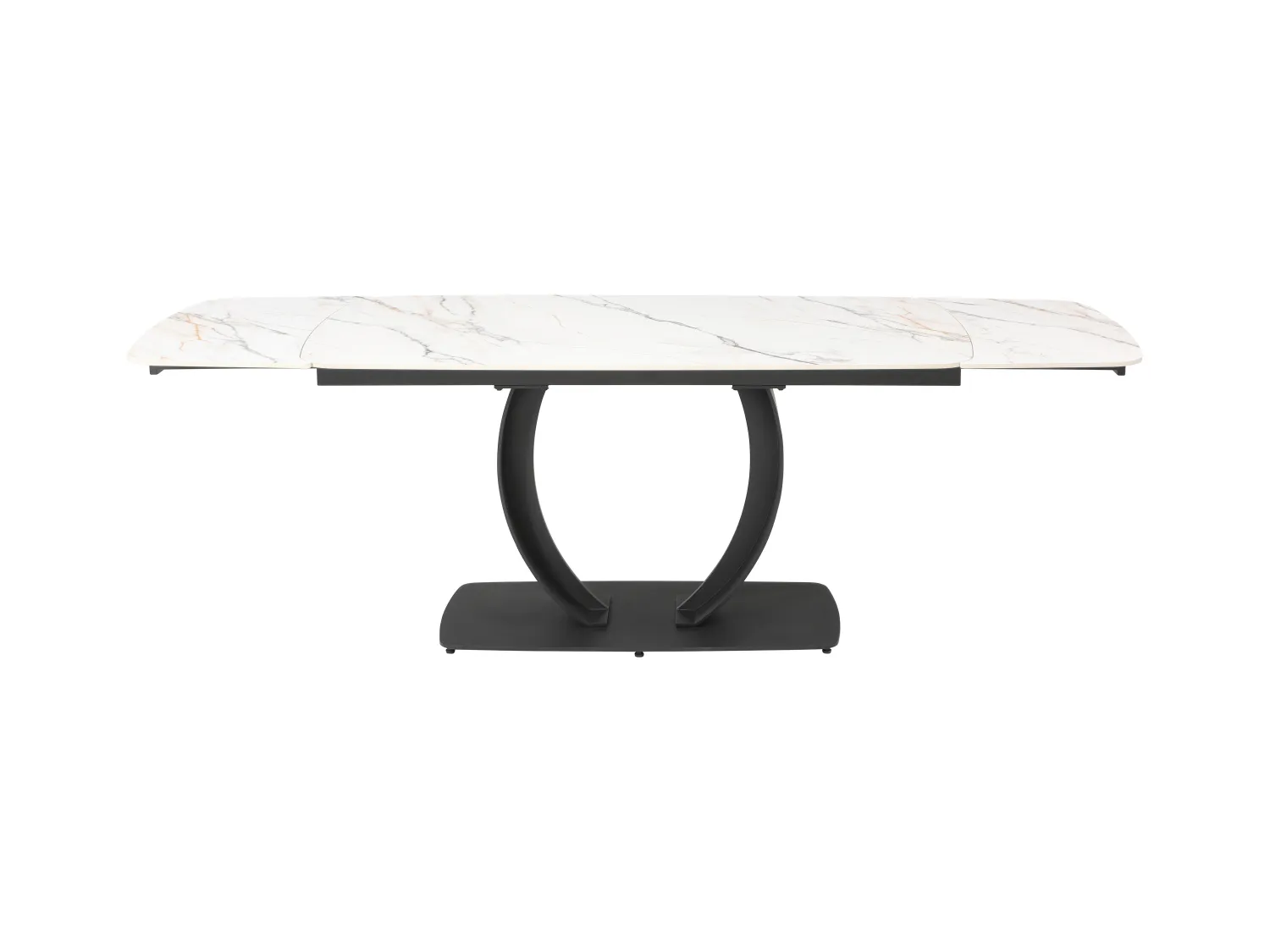 Mesa extensible de comedor para 6 a 10 personas en cerámica y metal negro - Efecto mármol blanco - OLIFIA de Maison Céphy