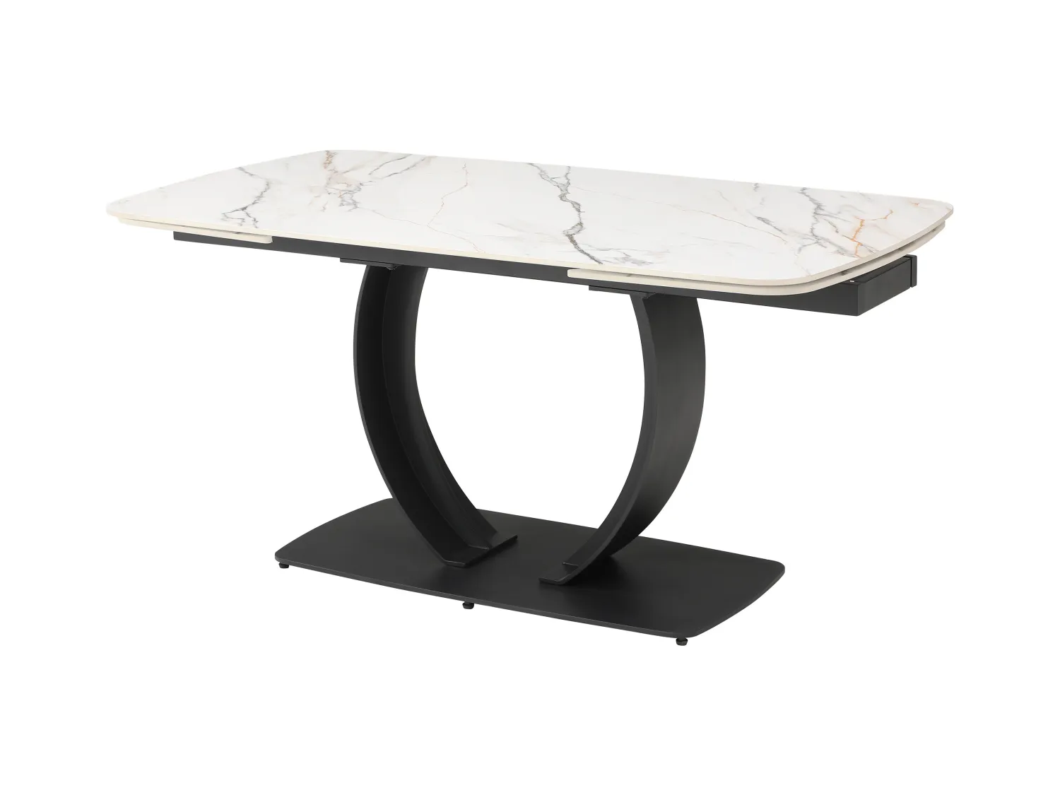 Mesa extensible de comedor para 6 a 10 personas en cerámica y metal negro - Efecto mármol blanco - OLIFIA de Maison Céphy