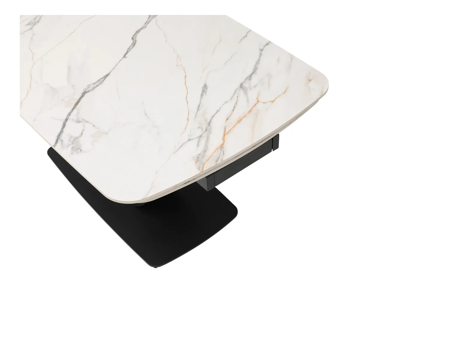 Mesa extensible de comedor para 6 a 10 personas en cerámica y metal negro - Efecto mármol blanco - OLIFIA de Maison Céphy