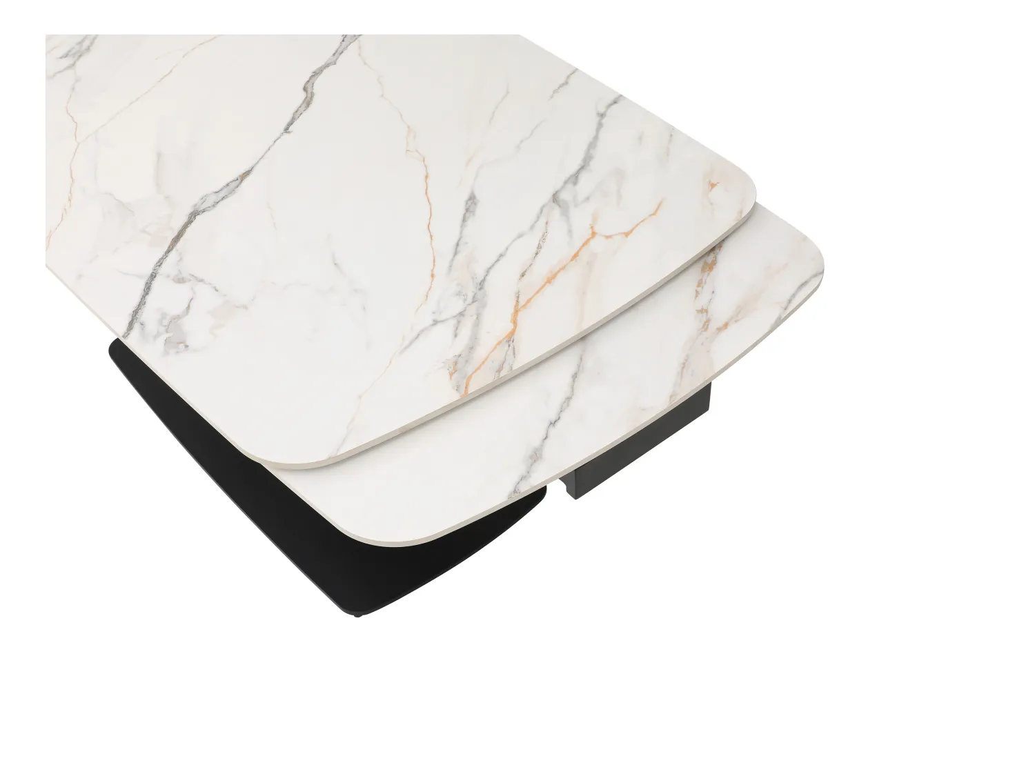 Mesa extensible de comedor para 6 a 10 personas en cerámica y metal negro - Efecto mármol blanco - OLIFIA de Maison Céphy