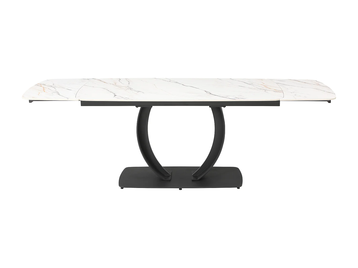 Table à manger extensible 6 à 10 personnes en céramique et métal noir - Effet marbre blanc - OLIFIA de Maison Céphy