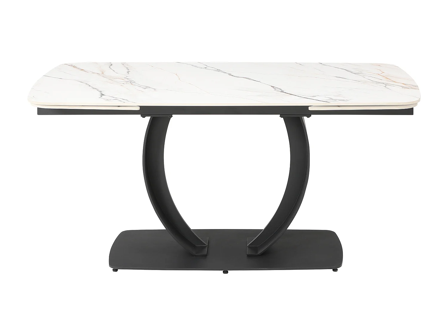 Table à manger extensible 6 à 10 personnes en céramique et métal noir - Effet marbre blanc - OLIFIA de Maison Céphy